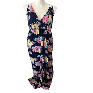 Planet Gold Plus Women's Size 3X Navy Floral Maxi Dress